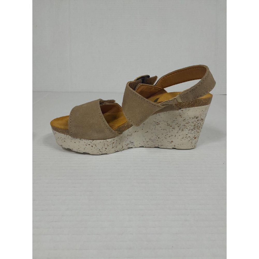 Otbt Platform Sandals Beige Suede Peasant Wedge Shoe Sandal Women Sz 6 Greige - Picture 7 of 14